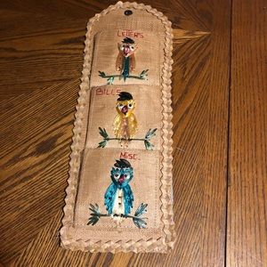 Vintage birds raffia letter holder wall hanging